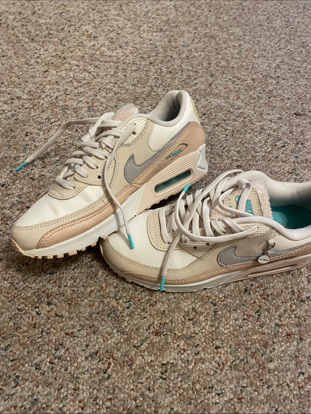 Nike Women's Sneakers in Cream, Tan & Teal Accent